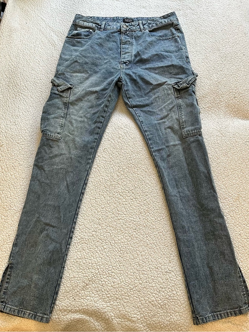 Boohoo Men's Denim Cargo Jeans